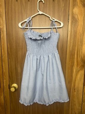 SHEIN Light Blue Smocked Sundress with Tie Straps